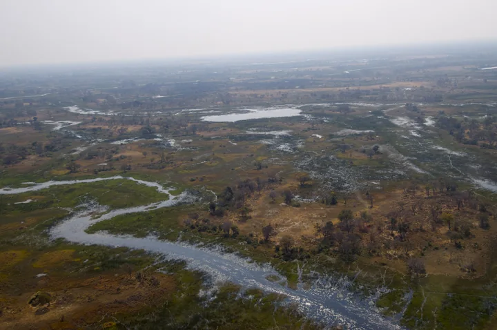 Aerial photograph of Botswana’s Okavango Delta