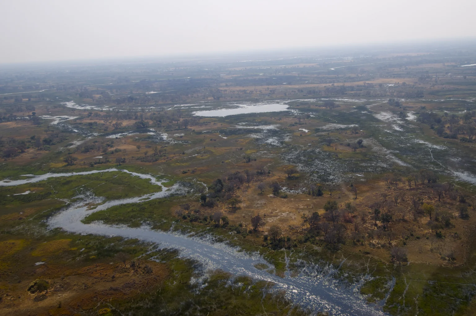 Aerial photograph of Botswana’s Okavango Delta