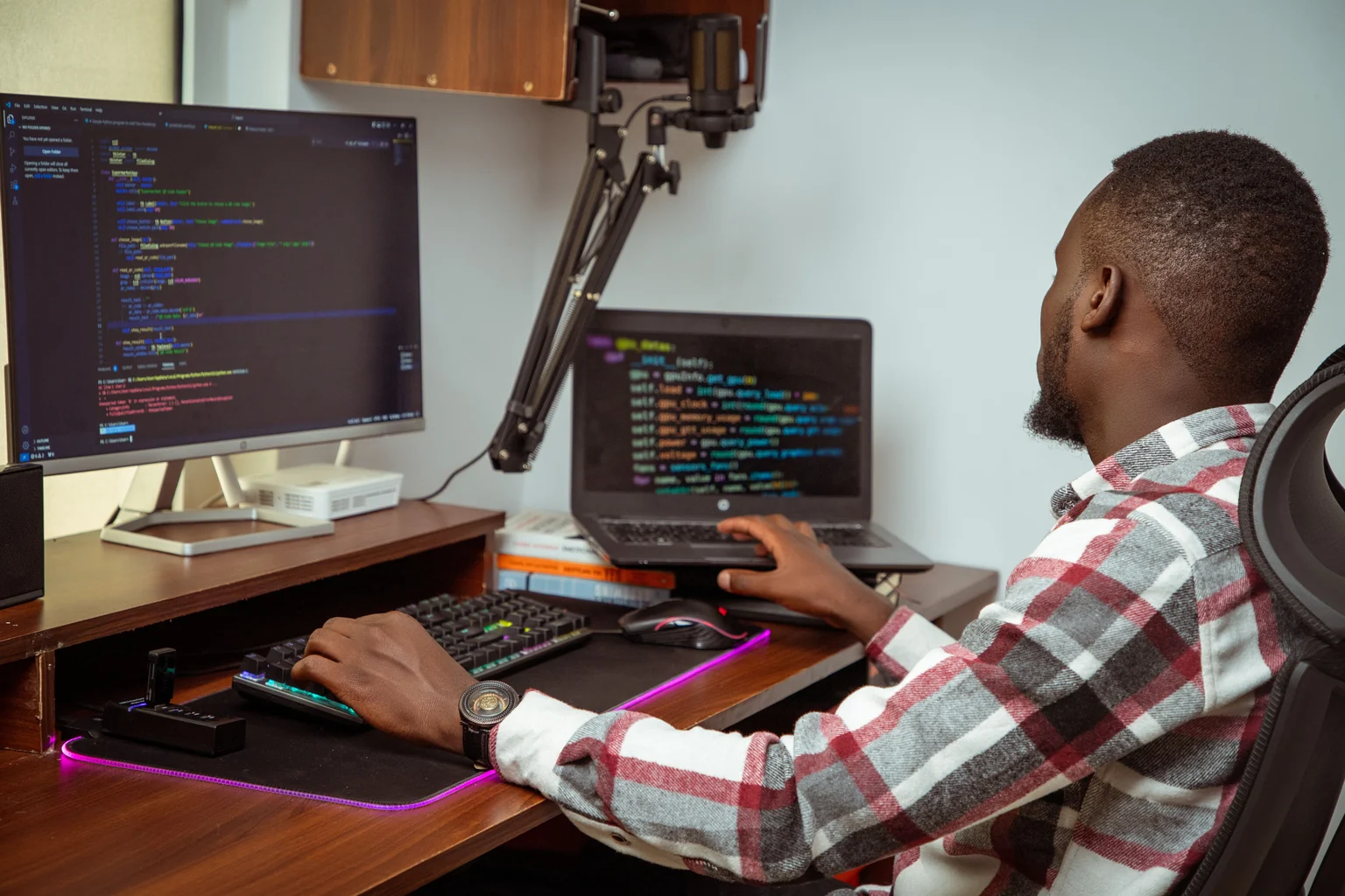 Software developer coding in a Nairobi office